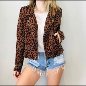 Blank NYC Leopard Print Moto Jacket